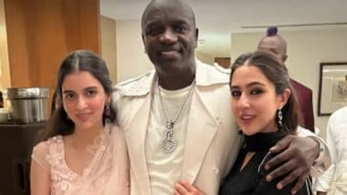 Sara Ali Khan Meets Singer Akon at Her Friend’s Wedding, Flaunts Her ‘Desi Girl’ Style in Black Indian Wear (View Pic)