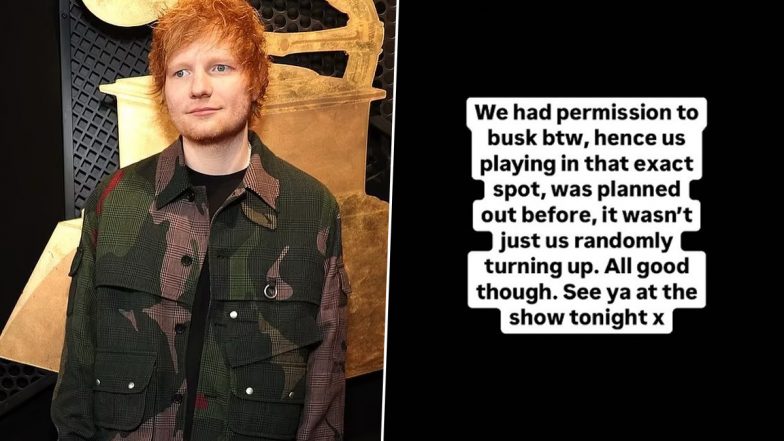 Ed Sheeran’s Bengaluru Street Performance Stopped by Police Over Permission Issues, Singer Clarifies; Says, ‘We Had Permission to Busk’ (View Post)