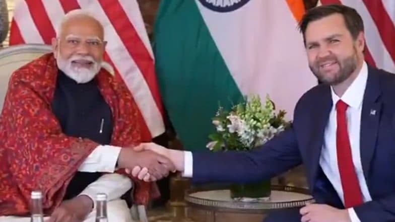 PM Narendra Modi Meets US Vice President JD Vance During Paris AI Action Summit (Watch Video)