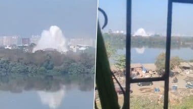 Navi Mumbai Pipeline Burst Causes Water Cut: Water Supply to Kharghar, Kamothe and Other Areas Suspended for 24 Hours After Morbe Dam Pipeline Bursts Near Marble Market; Video Surfaces