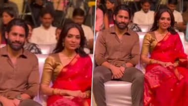 ‘Thandel’ Success Party: Newlyweds Sobhita Dhulipala and Naga Chaitanya Exude Grace As They Attend Celebrations in Hyderabad (Watch Video)