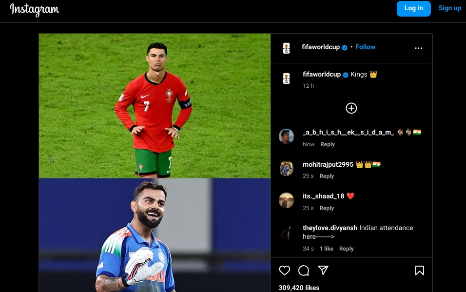 Screengrab of Instagram Post of FIFA World Cup 