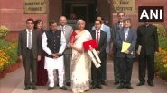 Union Budget 2025: Finance Minister Nirmala Sitharaman Arrives at North Block; Set To Present Record 8th Consecutive Budget Today at 11 AM in Lok Sabha (See Pics and Video)