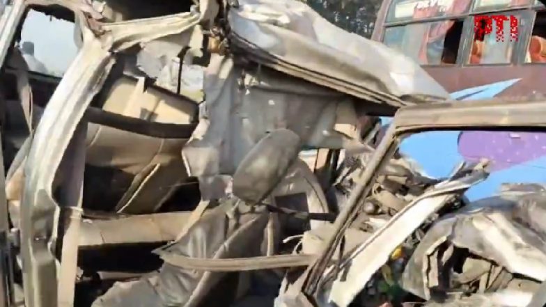 Prayagraj Road Accident: 10 Devotees Killed As Bolero Car Collides With Bus on Prayagraj-Mirzapur Highway en Route to Maha Kumbh Mela (Watch Video)