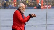 PM Modi Takes Holy Dip in Triveni Sangam at Maha Kumbh Mela: Holding &lsquo;Rudraksha&rsquo; Beads and Chanting Mantras, PM Narendra Modi Offers Prayers While Standing in River (Watch Videos)