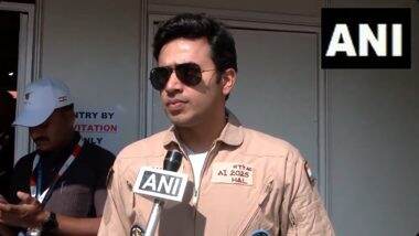 Aero India Show 2025: BJP MP Tejasvi Surya Takes a Sortie in India’s Fully Indigenous Trainer Jet HTT-40 in Bengaluru (Watch Videos)