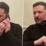 ‘Can I Call You Back?’: Volodymyr Zelenskyy Receives Phone Call From Emmanuel Macron During Press Briefing, Then Abruptly Ends It (Watch Video)