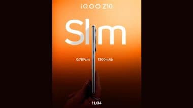 iQOO Z10 Launch on April 11 in India, Teased As India’s Slimmest Smartphone With 7,300mAh Battery; Check Expected Price and Other Details