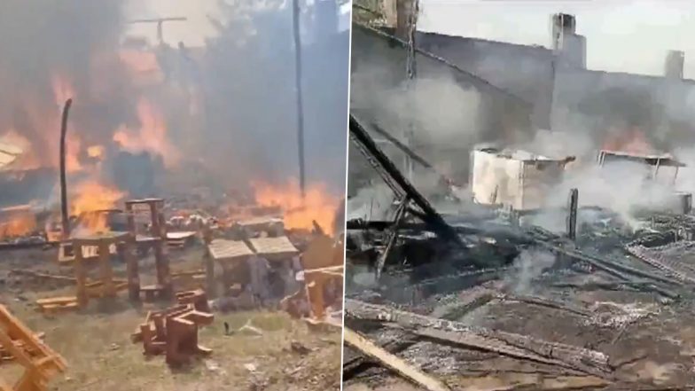 West Bengal Fire: Massive Blaze Erupts at Handicraft Fair Organised at Asansol Polo Ground, No Casualties Reported (Watch Videos)