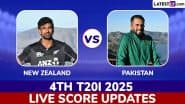 NZ 108/2 in 8.1 Overs | New Zealand vs Pakistan Live Score Updates of 4th T20I 2025: Haris Rauf Castles Mark Chapman