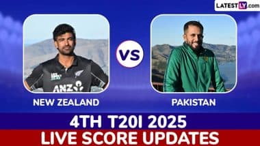 PAK 56/8 in 10 Overs (Target 221) | New Zealand vs Pakistan Live Score Updates of 4th T20I 2025: Zakary Foulkes Dismisses Shaheen Afridi, New Zealand Near Series Win