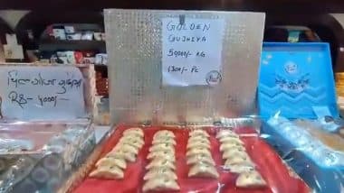 Gold Gujiyas in Gonda: Sweet Shop Introduces Special Gold Plated Sweet Worth INR 50,000/Kg Ahead of Holi 2025 in Uttar Pradesh, Video Surfaces