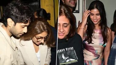 Rumoured Lovebirds Suhana Khan and Agastya Nanda Enjoy Dinner Outing With Shweta Bachchan (Watch Video)