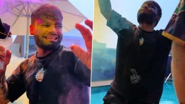 Rinku Singh Grooves On Beats Of Dhol During KKR's Holi 2025 Celebration (Watch Video)