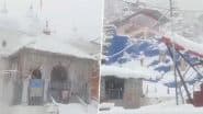 Snowfall In Uttarkashi: Gangotri Dham Covered in Fresh Snow, Heavy Rain and Glacier Slide Blocks Highway Near Chagtak (Watch Video)