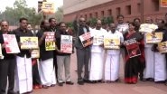 Parliament Session: DMK MPs Stage Protest Over NEP and Union Minister Dharmendra Pradhan&rsquo;s Remark on Three-Language Policy (Watch Videos)