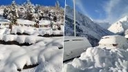 Himachal Pradesh Weather Update: Lahaul and Spiti Areas Severely Affected After Heavy Snowfall; Roads Blocked, Vehicles Covered Under Thick Blanket of Snow (Watch Video)