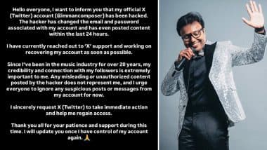 National Award Winning Music Director D Imman’s X Account Hacked