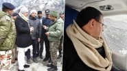 Chamoli Avalanche Update: Uttarakhand CM Pushkar Singh Dhami Visits Affected Area Near Mana in Chamoli; Reviews Relief and Rescue Operations (See Pics)