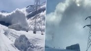 Avalanche Caught on Camera in Sonamarg: Snow Slide Seen in Jammu and Kashmir, No Casualties Reported (Watch Video)
