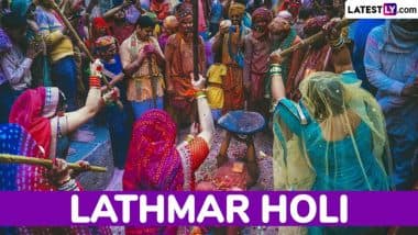 Lathmar Holi 2025 in Mathura: Why Women Playfully Chase Men With Sticks? Know the Traditional Ritual of Holi Celebration in Nandagaon