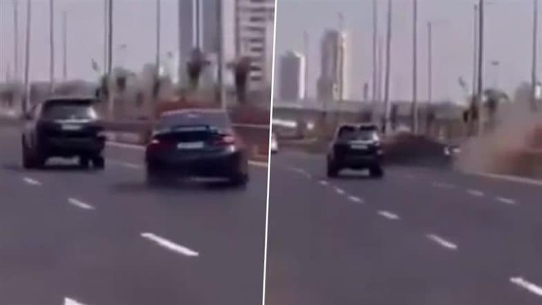 Mumbai Road Accident: Speeding BMW Loses Control, Crashes Into Divider on Coastal Road Near Worli; Driver Booked After Video Goes Viral