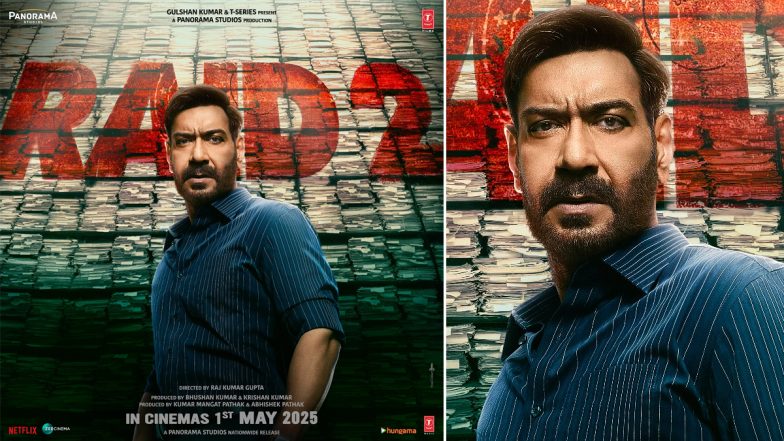 ‘Amay Patnaik Ki Ek Nayi Raid’: Ajay Devgn Captivates Audience by Unveiling First-Look Poster of His Character From Film Raid 2