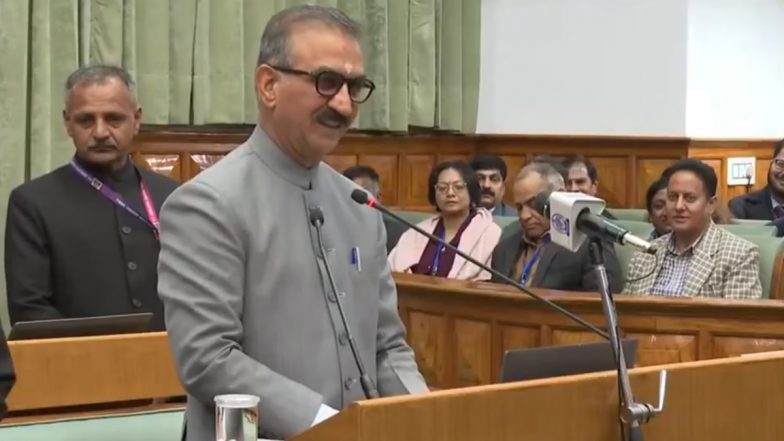 Himachal Pradesh Budget 2025: With Focus on Agrarian Economy, Healthcare, Job Creation, and Eco-Tourism, CM Sukhvinder Singh Sukhu Presents Deficit Budget of INR 58,514 Crore (Watch Video)