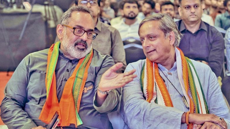 Rajeev Chandrasekhar Becomes Kerala BJP Chief: Congress Leader Shashi Tharoor Congratulates Former Union Minister on Getting Elected As BJP’s Kerala President
