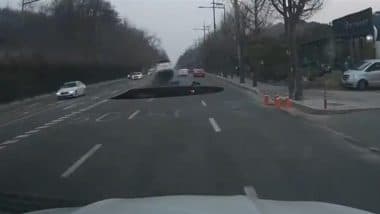 Sinkhole in Seoul: Biker Dies After Being Swallowed by Sinkhole in South Korea; Disturbing Video Surfaces