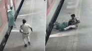 Mumbai: Alert Railway Security Personnel Rescues Woman Dragged by Moving Train at Borivali Railway Station (Watch Video)