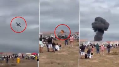 South Africa Plane Crash: Pilot Dies After Aircraft Crashed During West Coast Air Show in Saldanha (Watch Video)