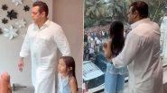 Eid 2025: Salman Khan Greets Fans Outside Galaxy Apartments From Bulletproof Glass Balcony (Watch Video)