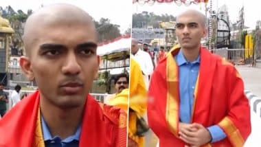 World Chess Champion D Gukesh Shaves Head During Tirumala Temple Visit (Watch Video)