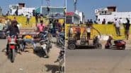 Agra: Tile-Laden Truck Overturns on Highway, Locals Rush to Accident Site and Flee With Tiles (Watch Video)