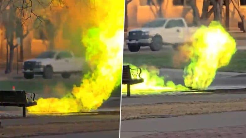 Texas Tech Campus Fires: ‘Green Flames’ Seen in Lubbock; Power Outage, Gas Odor Reported (Watch Video)