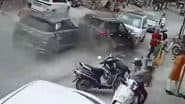 Accident Caught on Camera in Gurugram: Speeding Cars Bump Recklessly in Sector 4, Damaging Four Vehicles, 2 Arrested (Watch Video)