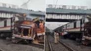 Truck-Train Accident in Maharashtra: Truck Collides With Mumbai-Amravati Express at Bodwad Station While Passing Through Closed Railway Crossing, No Injuries Reported (Watch Video)