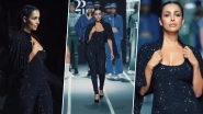 Malaika Arora's All Black Shimmer Ensemble Steals Spotlight at Lakme Fashion Week X FDCI 2025 (Watch Video)