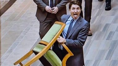 Justin Trudeau Carries His Chair With His Tongue Out As He Exits Canada House of Commons (See Pic)