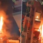 Delhi House Fire: 3 People Safely Rescued After Massive Blaze Breaks Out in East Kailash, Video Shows Raging Flames