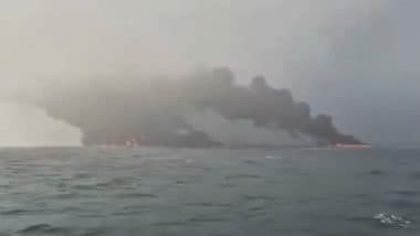 England: Massive Fire Breaks Out After German Cargo Ship and Swedish Oil Tanker Crash off UK Coast; Rescue Underway (Watch Video)