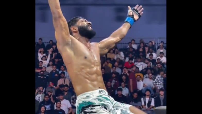 Indian MMA Fighter Shyamanand Celebrates Victory in ‘Chhaava’ Style; Raises Slogan ‘Har Har Mahadev’ After Win Over Jacky Gahlot at Matrix Fight Night 16 (Watch Video)