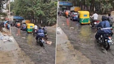 Bengaluru Weather: Major Traffic Disruption on Roads, Flight Operations Hit As Rain Lashes IT City, IMD Predicts More Downpour Till March 27 (Watch Videos)