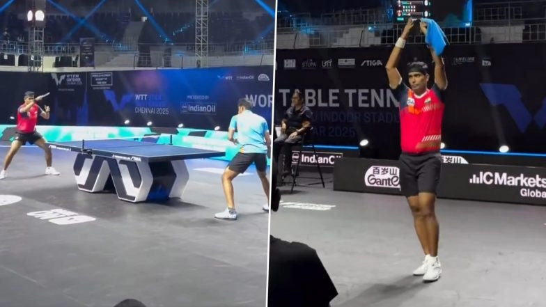 WTT Star Contender Chennai 2025: Achanta Sharath Kamal Bids Emotional Farewell, Manav Thakkar Makes History (Watch Video)