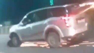 Lucknow Hit-and-Drag: 2 Injured as Speeding SUV Hits Scooty Near Lulu Mall, Drags It for Kilometres; Disturbing Video Surfaces