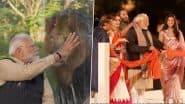 PM Narendra Modi Feeds White Lion Cub, Giraffe and Other Animals, Plays With Orangutan After Inaugurating Anant Ambani’s Vantara Animal Shelter in Jamnagar (Watch Video)