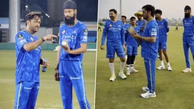 MS Dhoni Spotted Guiding Chennai Super Kings Youngsters Ahead of Indian Premier League 2025, CSK Legend Shared Tips With Deepak Hooda, Khaleel Ahmed, Gurjapneet Singh and Others Ahead of IPL 2025 (Watch Video)