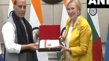 World News | Union Defence Minister Rajnath Singh Meets Princess Astrid of Belgium