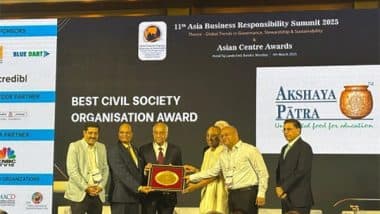 Business News | The Akshaya Patra Foundation Honored with Prestigious Best Civil Society Award by Asian Centre for Corporate Governance and Sustainability